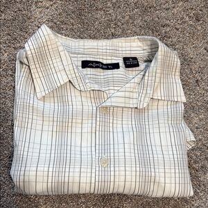 Axist Cream Casual Button Down Shirt Lightweight Cotton